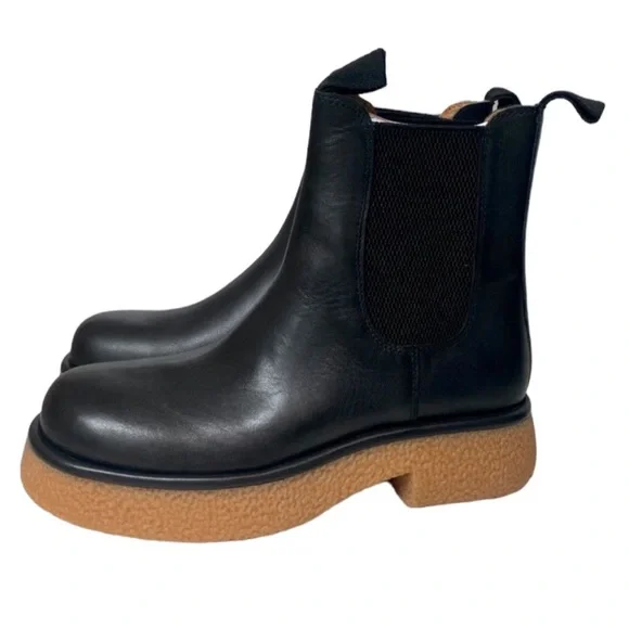 Zara Flat Leather Ankle Boots Black Size US 8 - Picture 6 of 7